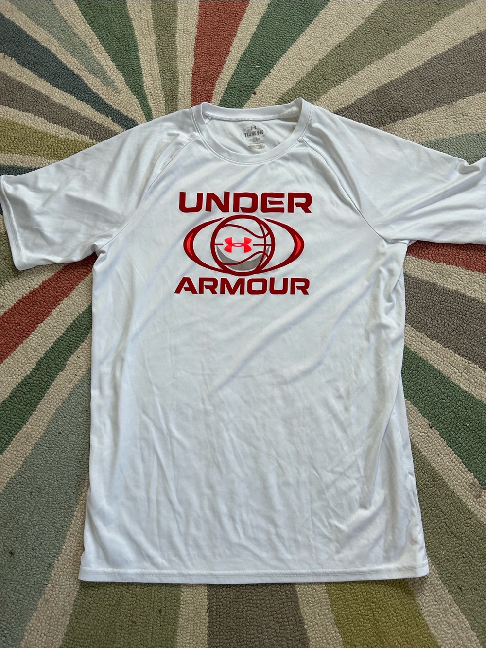 Under Armour White Short Sleeve Tee with Red Logo